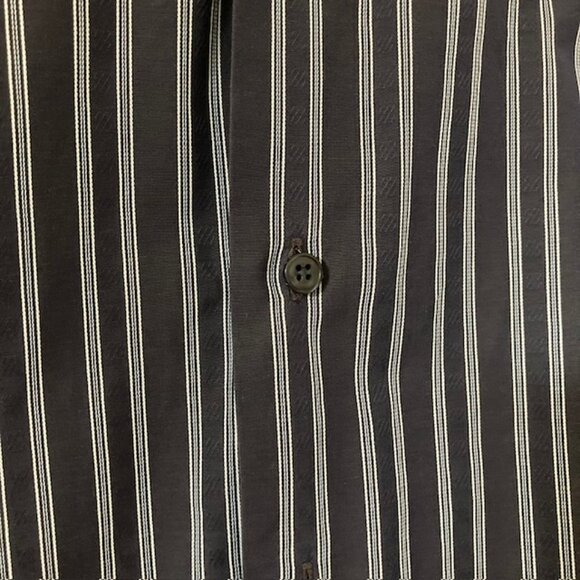 Zegna men's large City Shirt 100% cotton Charcoal grey striped NiCE - Picture 5 of 7